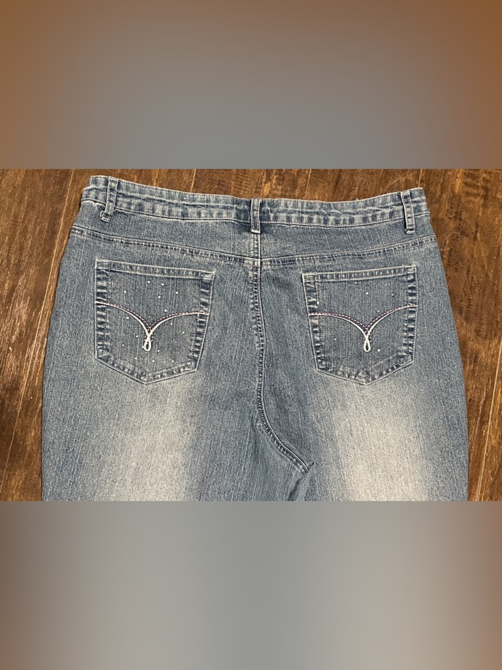 Zoey Beth Plus Jeans Cropped Cuffed Embroidery Bejeweled Women’s 1X